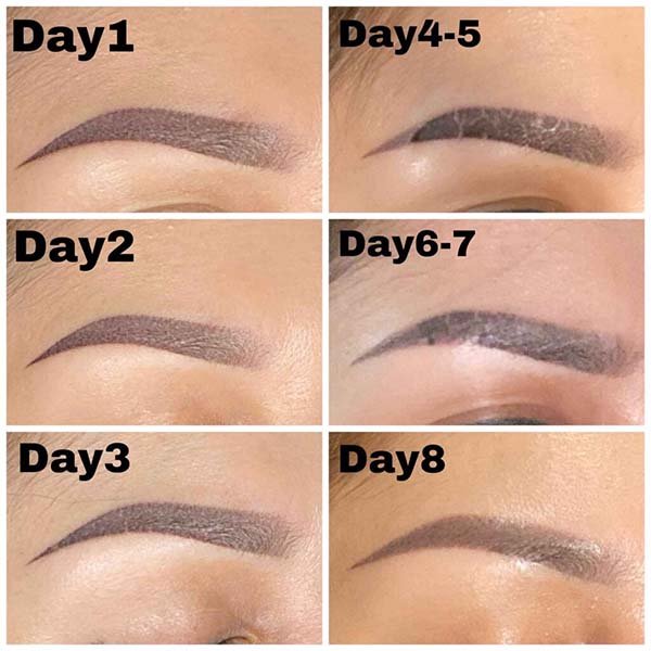 Eyebrow Tattoo Healing Process - Days 1-2